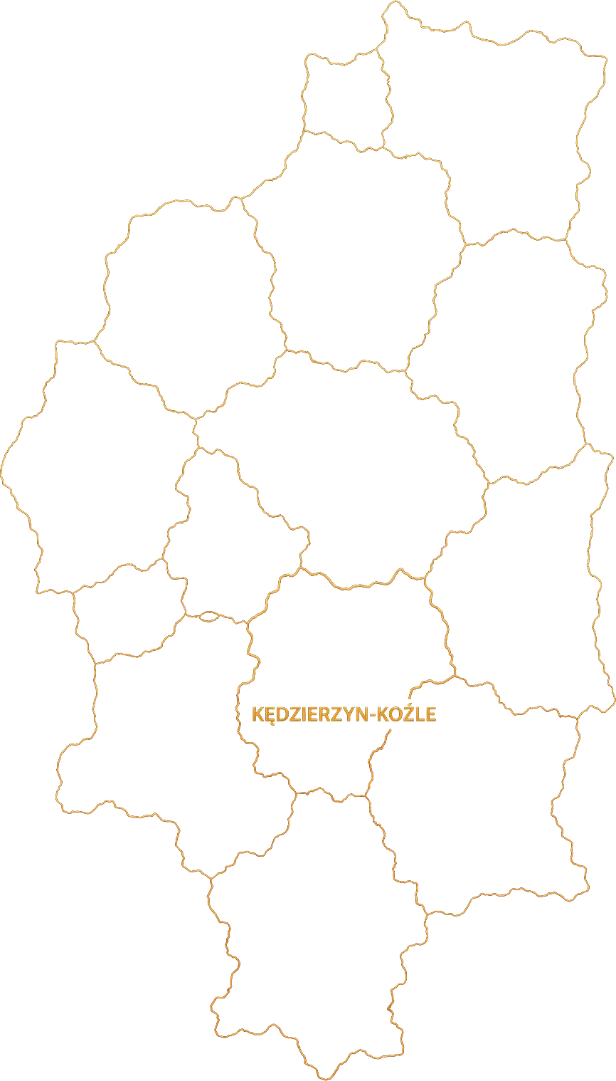 Mapa obszaru działania z zaznaczonym Kędzierzynem-Koźlem